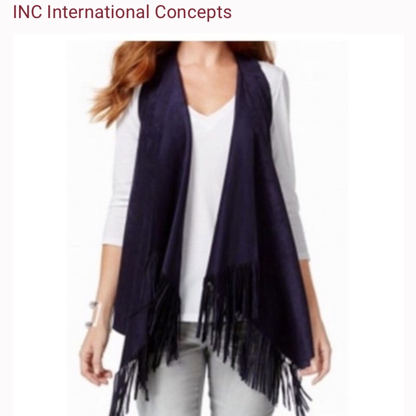 Nwot Inc Suede Faux Boho Vest With Waterfall Beautiful Fringe